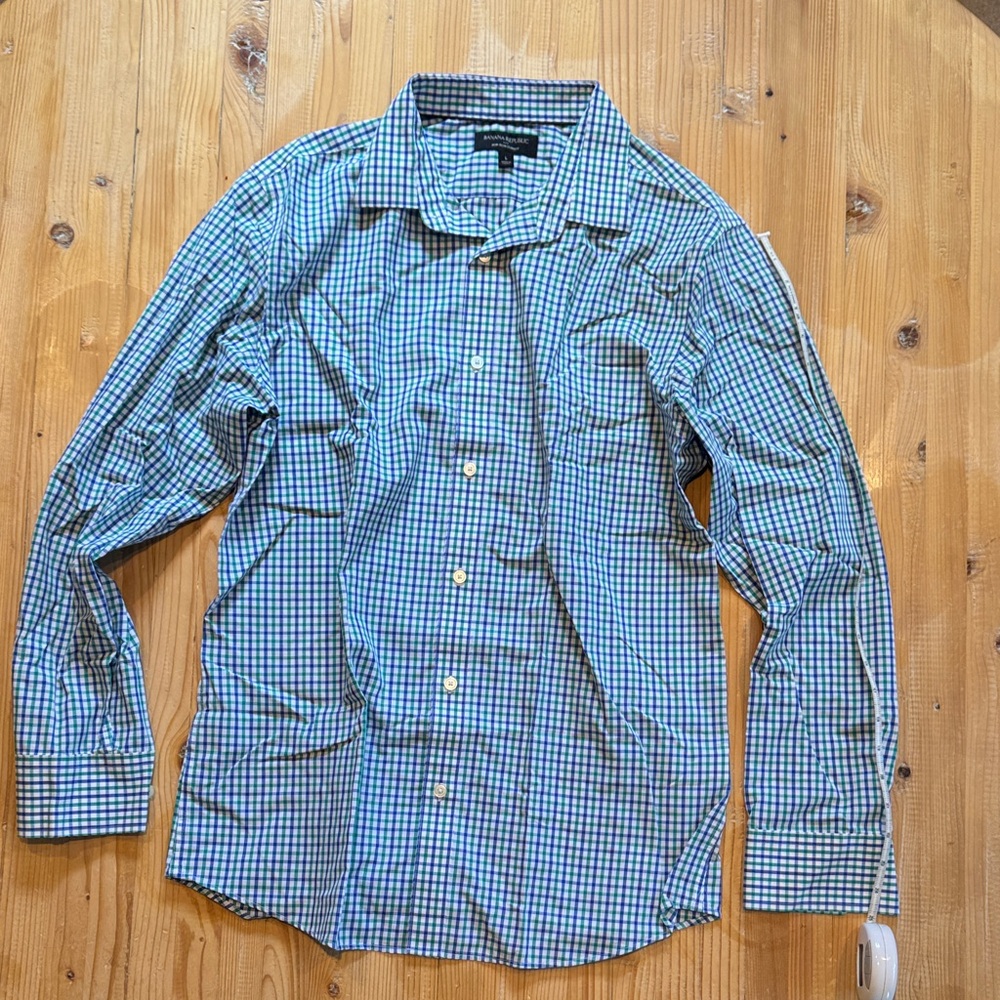 Banana Republic Green and Blue Plaid Shirt